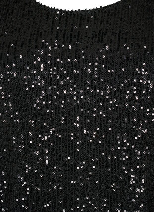 Kurzes Paillettenkleid mit langen Ärmeln, Black, Packshot image number 2