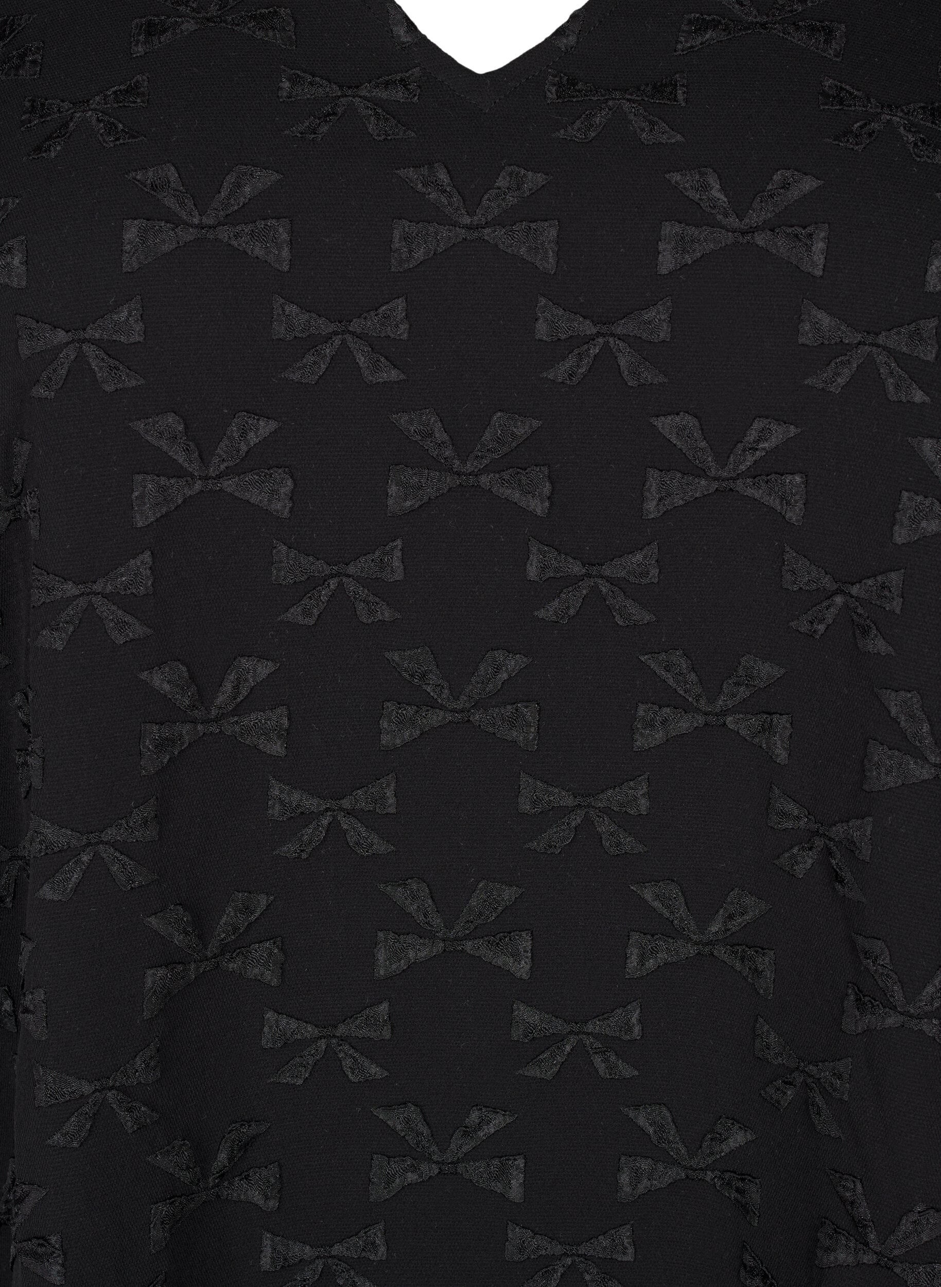 Zizzi Kurzes Jacquard-Kleid mit Schleifen, Black W. Bow, Packshot image number 2
