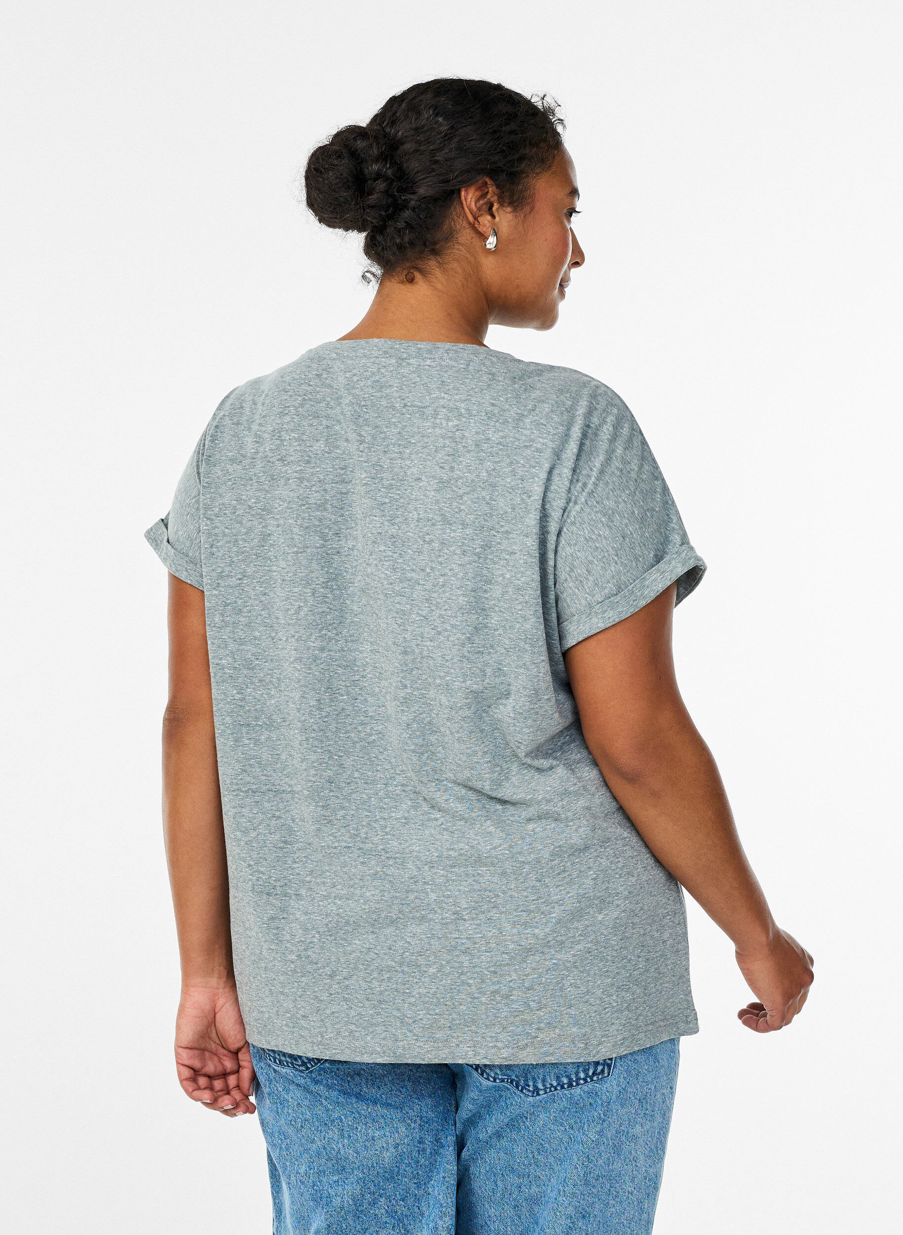 Zizzi Melange T-Shirt mit kurzen &Auml;rmeln, Gr&uuml;n, Model image number 2