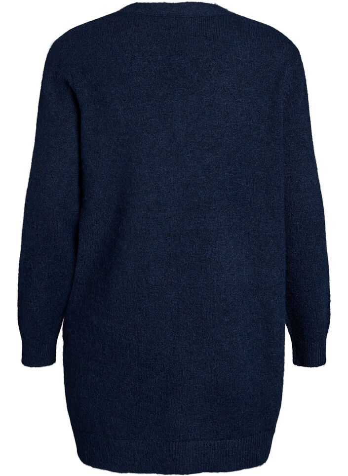 Lange Strickjacke mit Taschen, Blau, Packshot image number 1