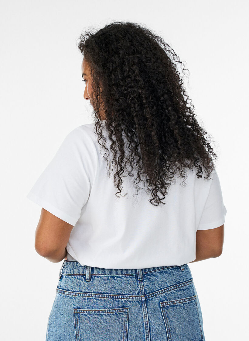 T-Shirt aus Bio-Baumwolle mit Strand-Print, Wei&szlig;, Model image number 2