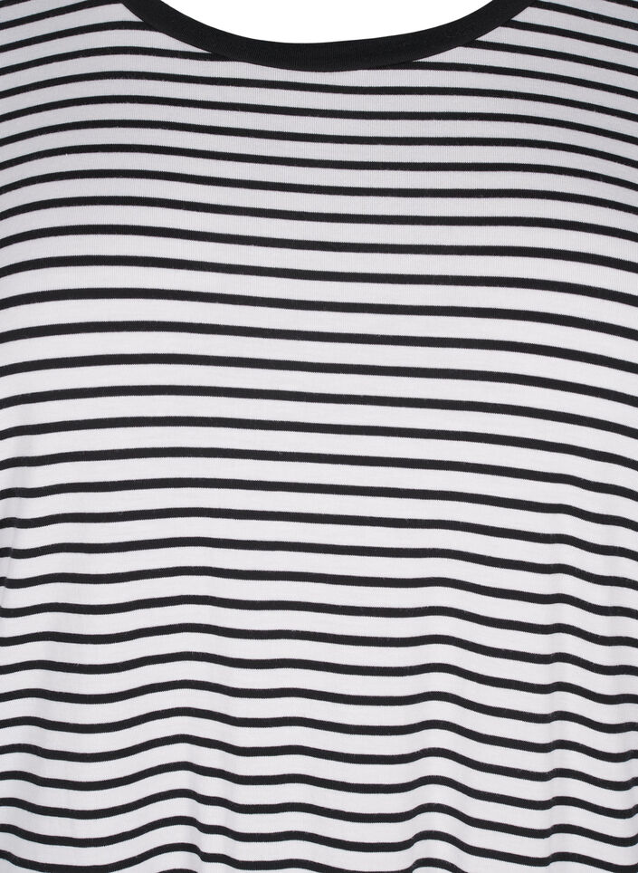 Gestreiftes T-Shirt aus Lyocell mit Rundhalsausschnitt, Schwarz, Packshot image number 2