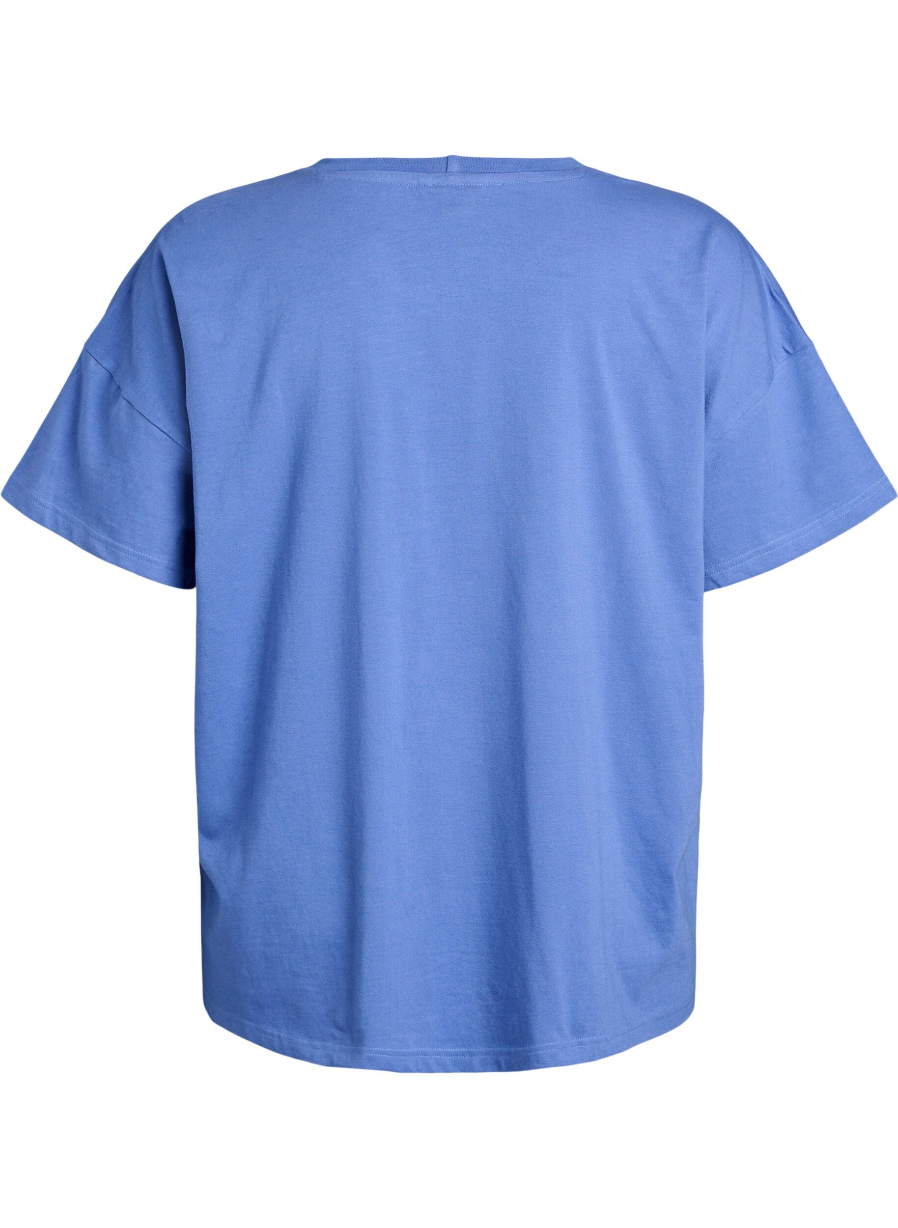 Zizzi T-Shirt aus Bio-Baumwolle mit kleinem Frontmotiv, Blau, Packshot image number 1
