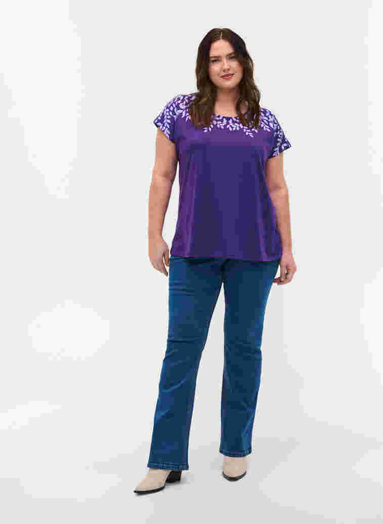 T-Shirt aus Baumwolle mit Printdetails, Violet Ind Mel Feath, Model image number 2