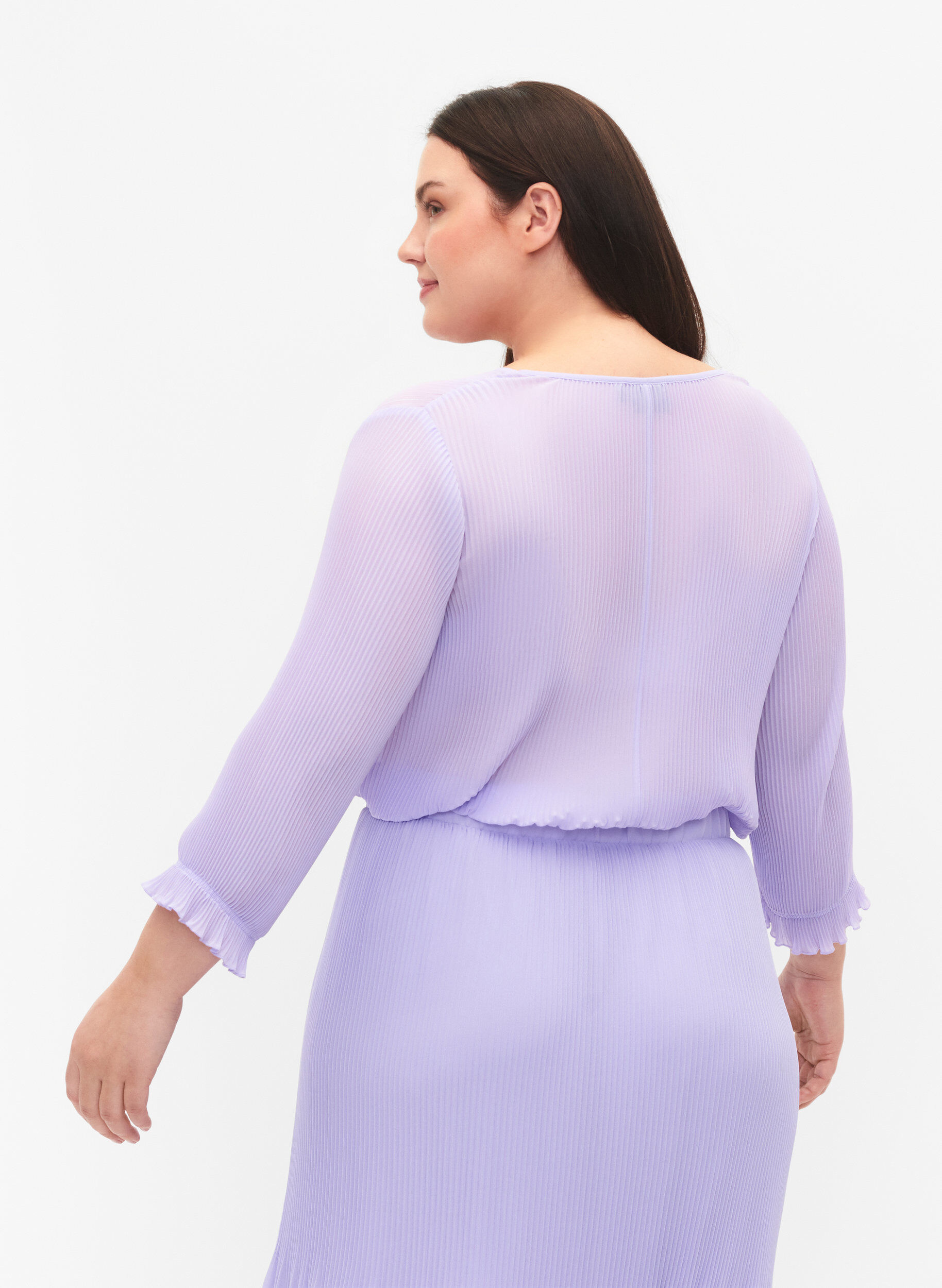 Zizzi Plissierte Bluse mit 3/4-&Auml;rmeln, Lavender, Model image number 1
