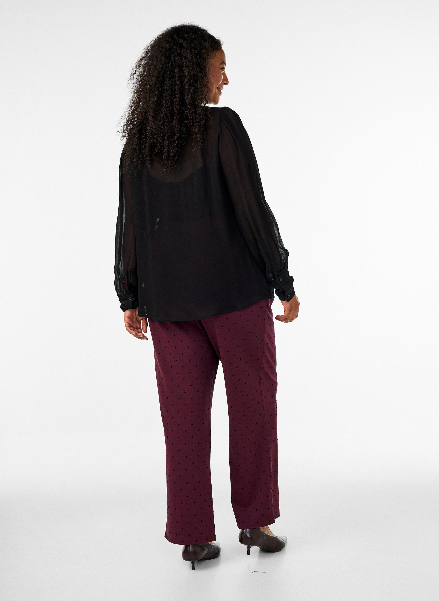 ZizziGepunktete Hose mit hoher Taille und geraden Beinen, Rot, Model image number 1