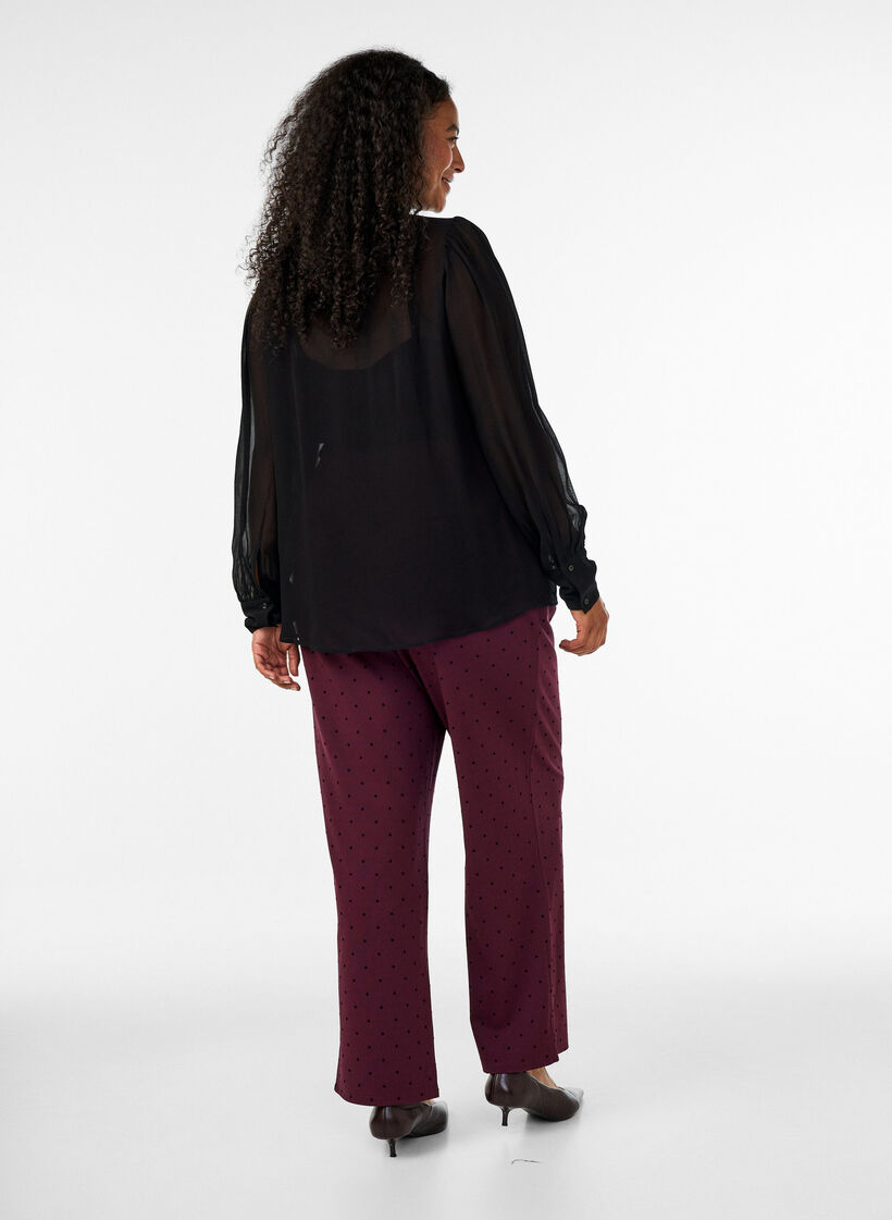 Gepunktete Hose mit hoher Taille und geraden Beinen, Rot, Model image number 1
