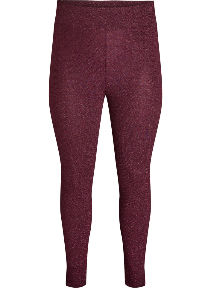 Leggings mit Glitzermuster, Dunkles Bordeaux, Packshot image number 0