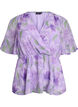 Gebl&uuml;mte Chiffonbluse mit kurzen &Auml;rmeln, lila, Packshot image number 0