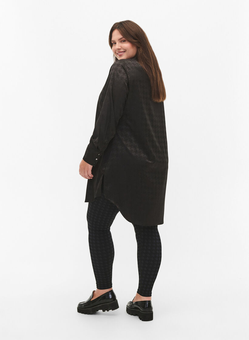 Seamless Leggings mit Hahnentrittmuster, Black w. Dark Grey, Model image number 1