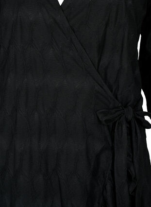 FLASH - 3/4 Ärmel Wrap Kleid, Black, Packshot image number 2