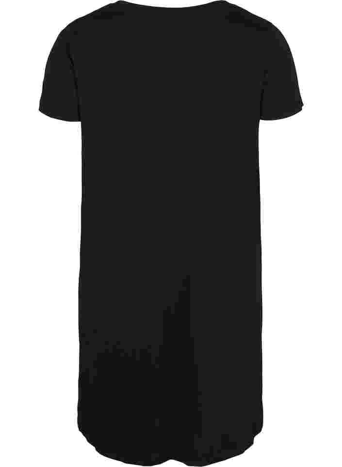 Kurzarm Baumwollnachthemd mit Print, Black GOOD, Packshot image number 1
