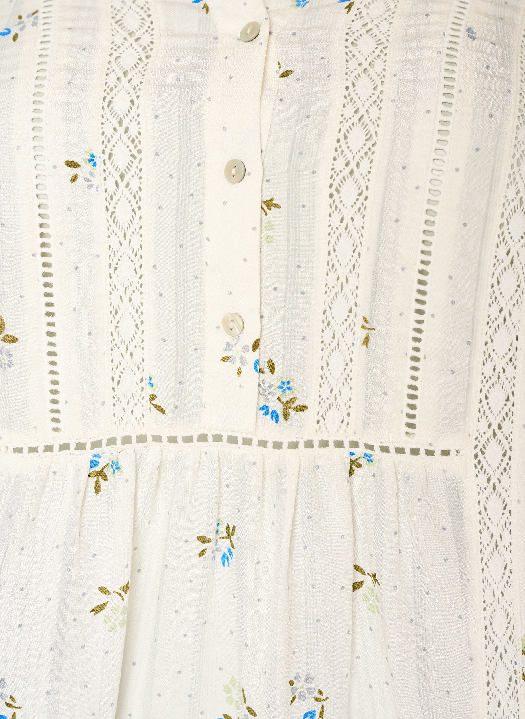 ZizziKurzes Viskosekleid mit Spitzenbesatz und A-Linien-Schnitt, Vanille, Packshot image number 2