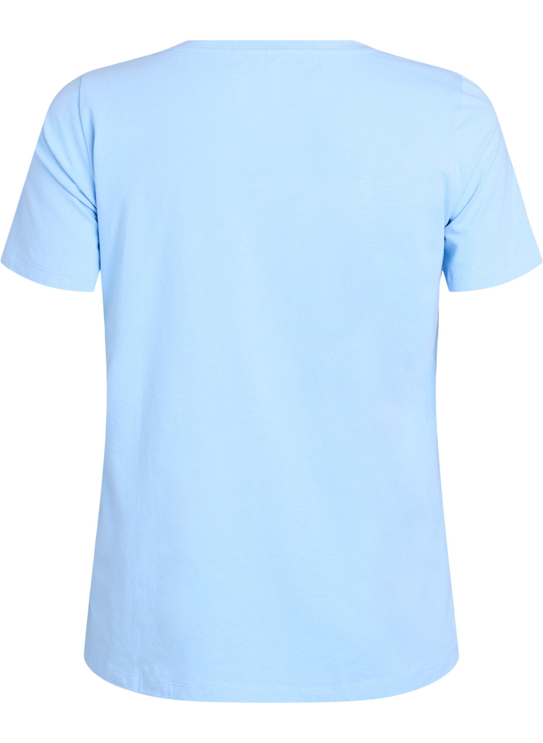 Zizzi Einfarbiges Basic-T-Shirt aus Baumwolle, Blau, Packshot image number 1