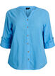 Hemdbluse aus Baumwolle mit V-Ausschnitt, Blau, Packshot image number 0