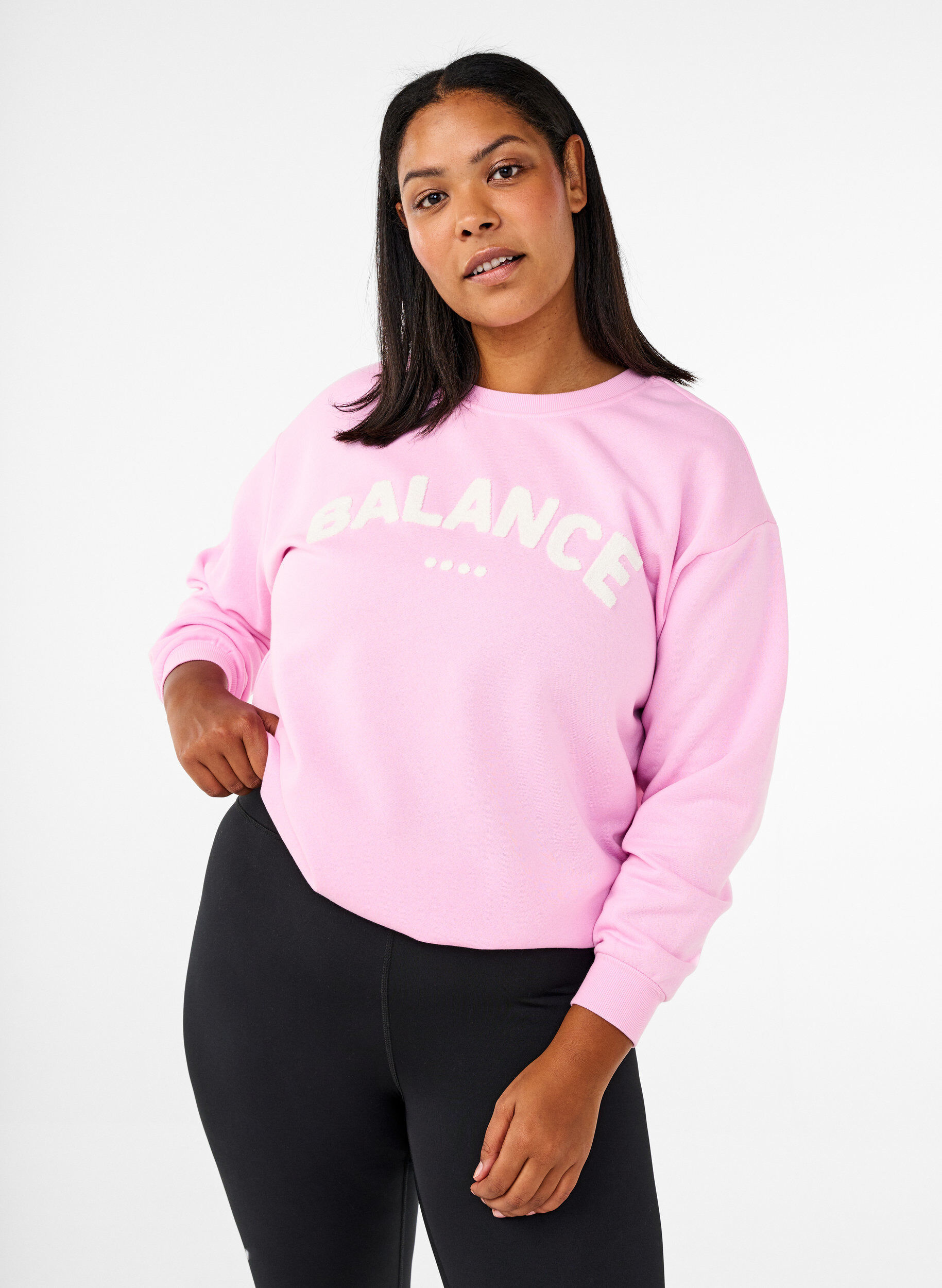 Zizzi Sweatshirt mit Motiv auf der Vorderseite, Pink, Model image number 0