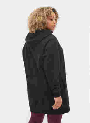 Langes Sweatshirt mit Kapuze und Printdetails, Black w. Logo Print, Model