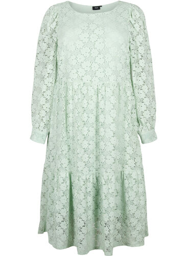 Spitze Kleid mit langen Ärmeln, Pastel Green , Packshot image number 0