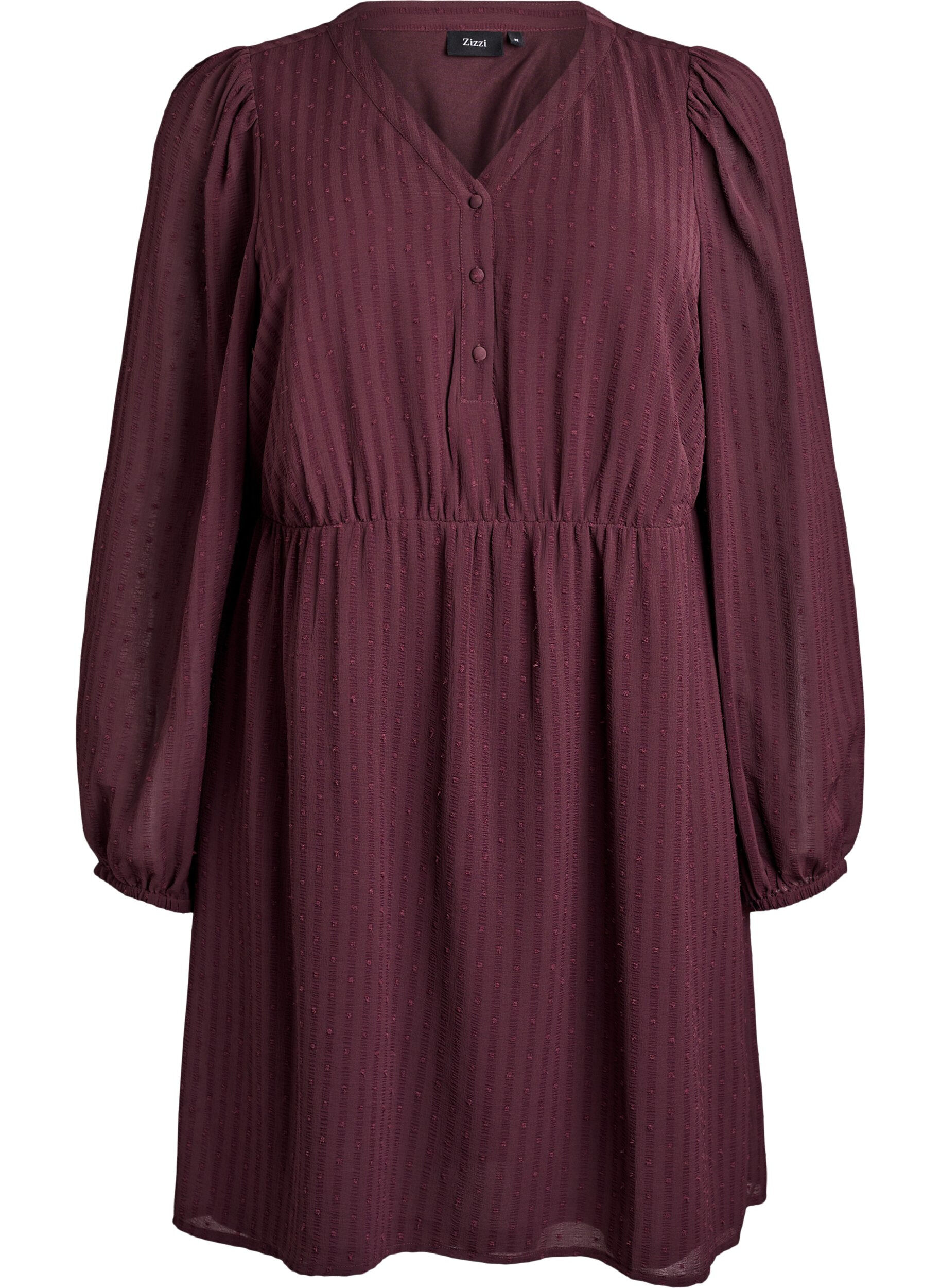 Kurzes Kleid mit Ton-in-Ton-Streifen und texturierten Punkten