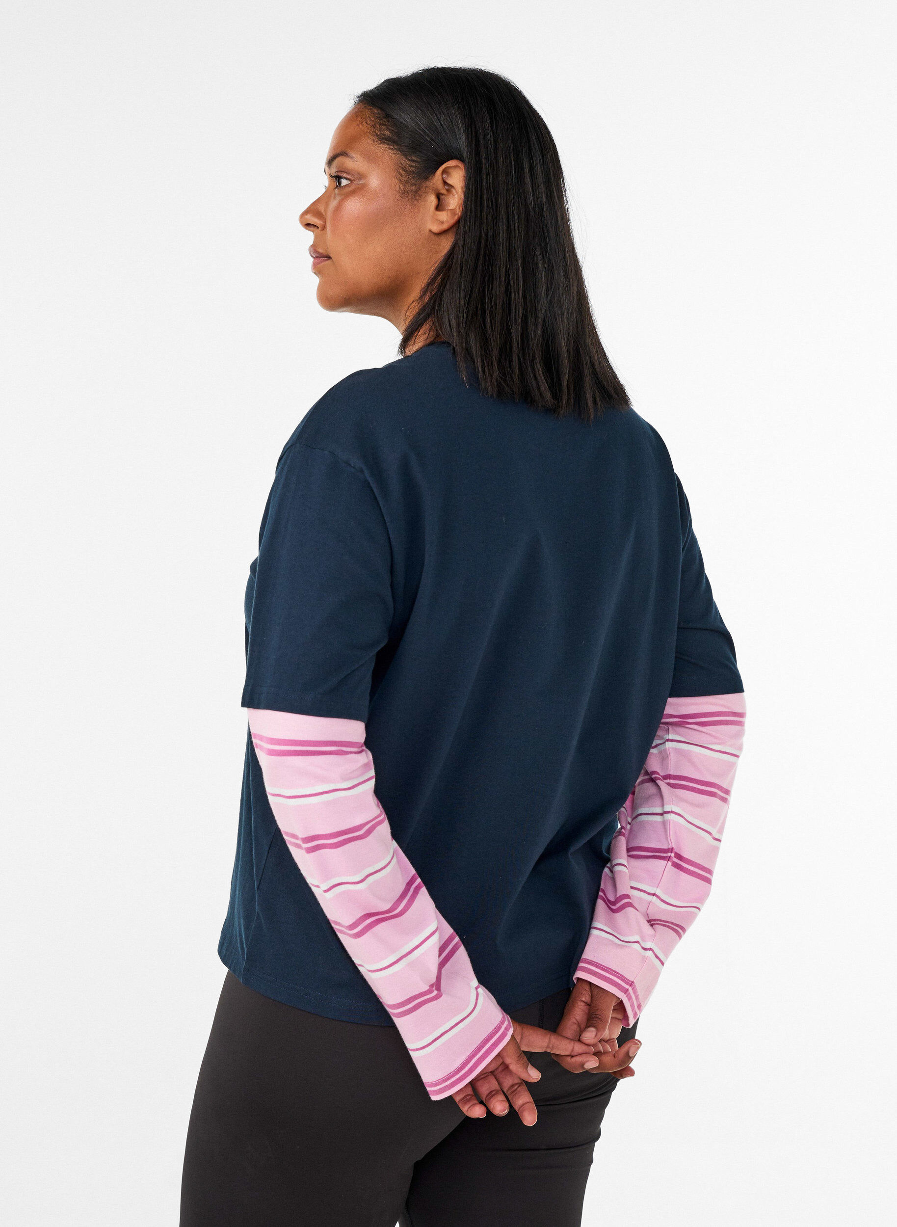 ZizziT-Shirt mit sportlichem Lagenlook, Blau, Model image number 2