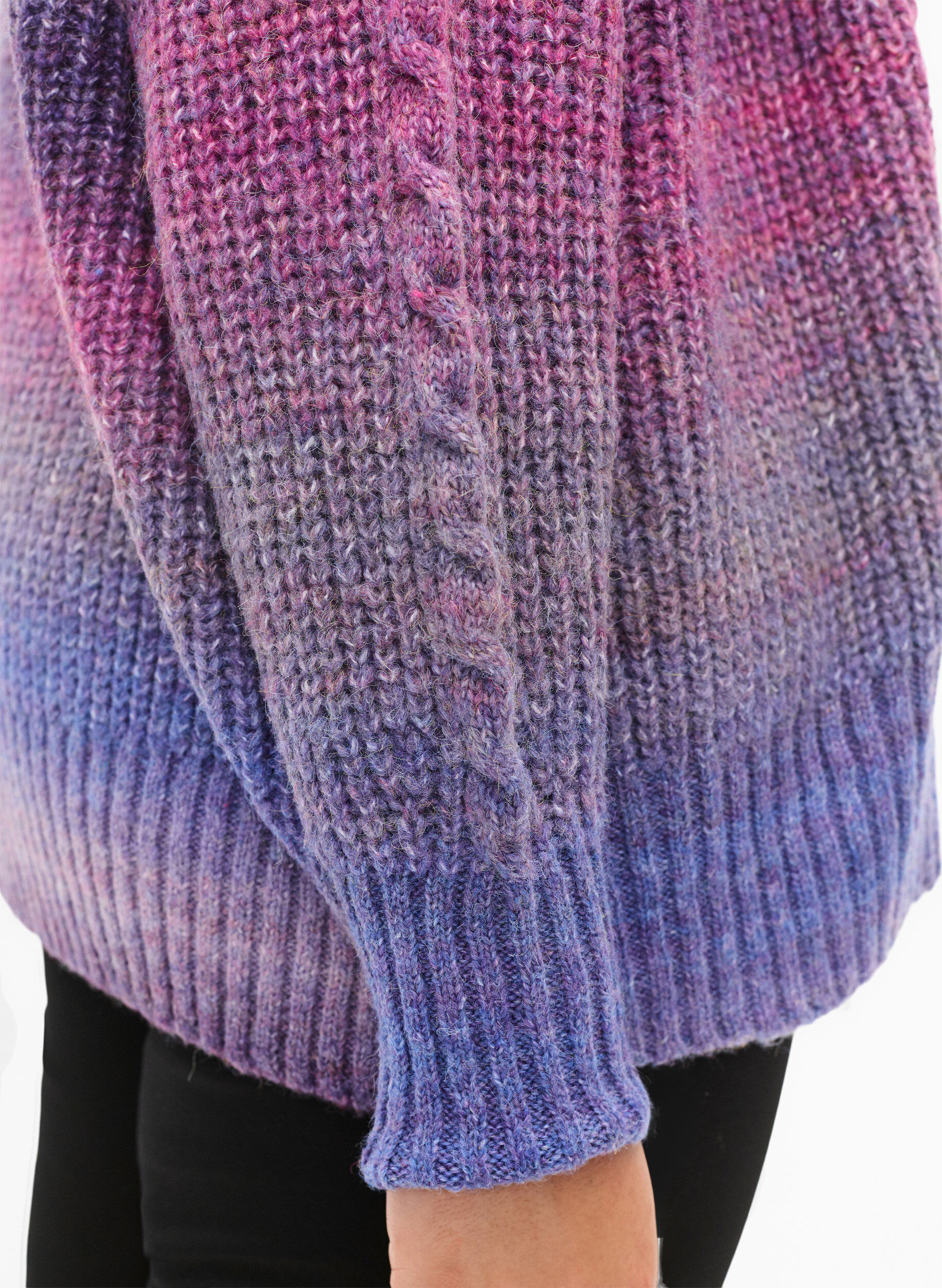 Zizzi Melange-Strickjacke mit Kn&ouml;pfen, Pansy Mel. Comb, Model image number 3