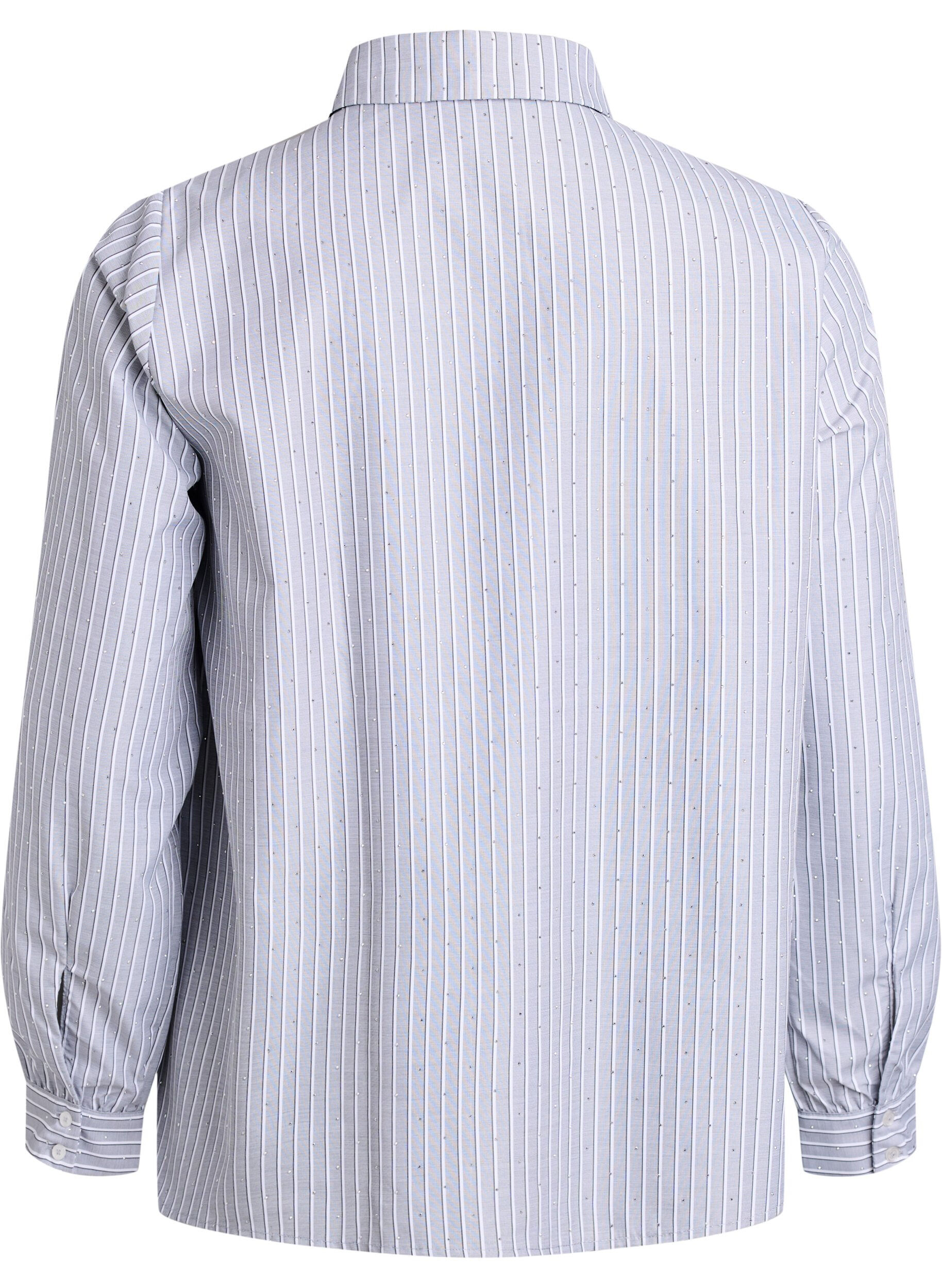 Zizzi Bluse mit Streifen und Nieten, Schwarz, Packshot image number 1