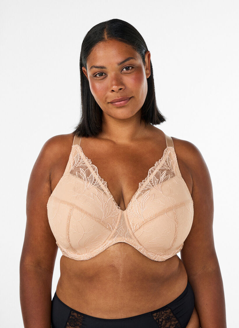 Gepolsterter Spitzen-BH mit B&uuml;gel, Beige, Model image number 0