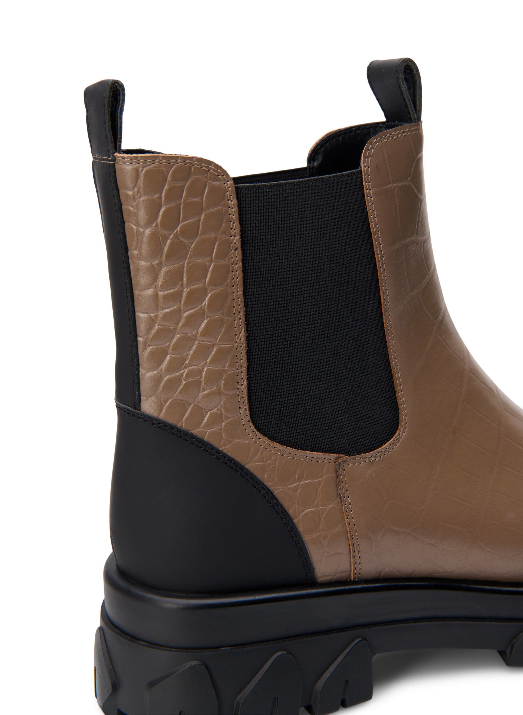 Zizzi Extra-Weite &ndash; Croco Chelsea-Stiefel aus Leder, Pine Bark, Packshot image number 3