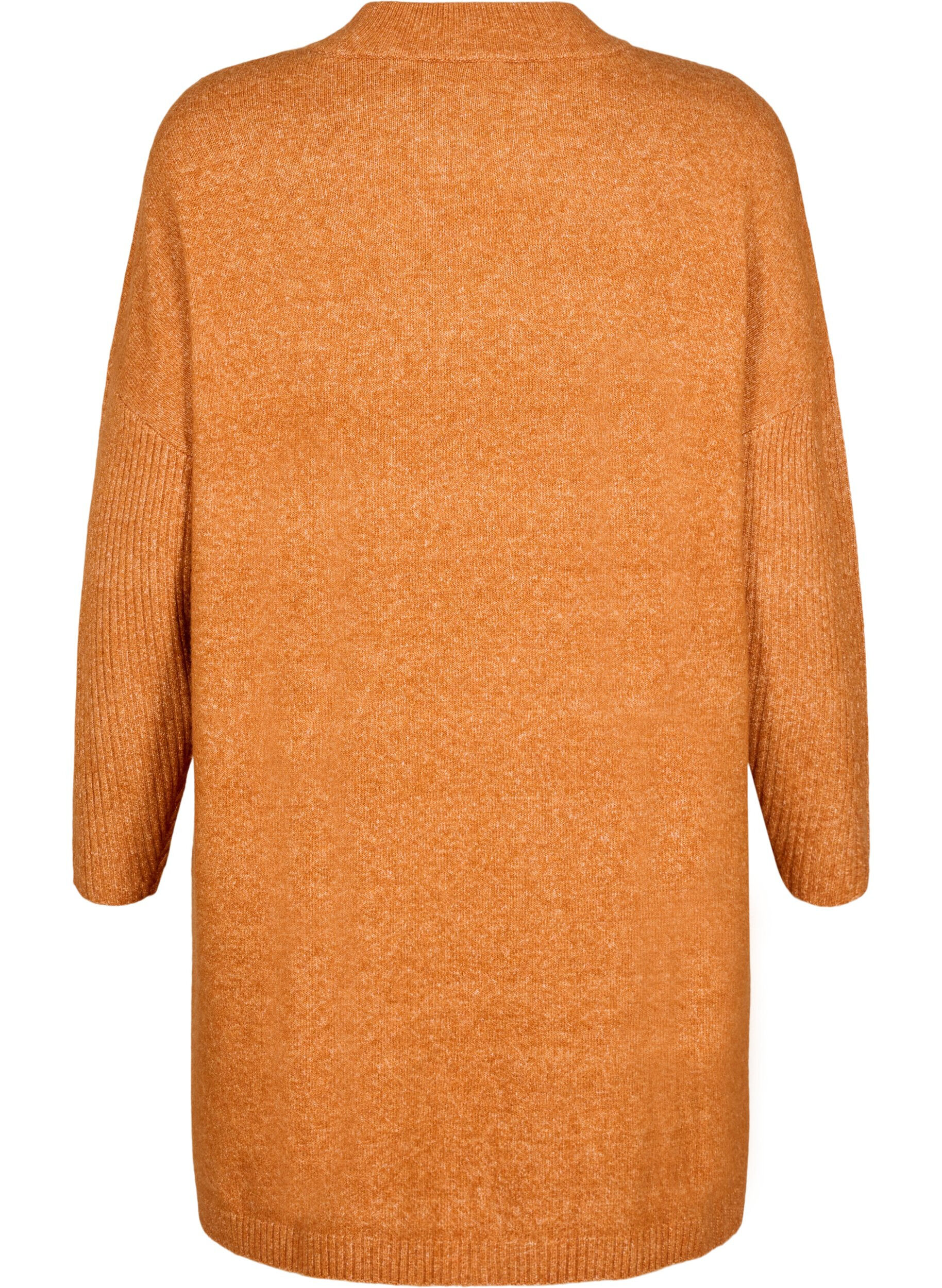 Zizzi Lange Strickbluse mit langen &Auml;rmeln, Autumnal Mel., Packshot image number 1