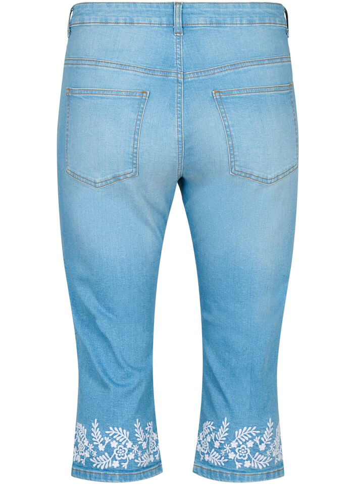  Amy Capri-Hosen mit hoher Taille und Stickerei, Light blue denim, Packshot image number 1