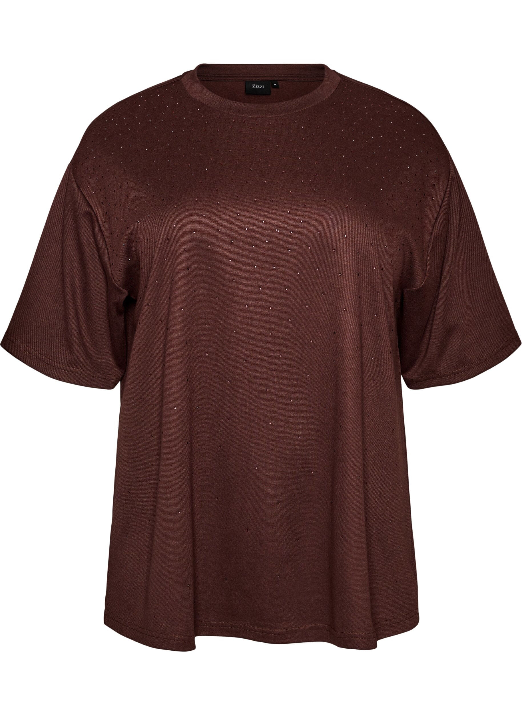 T-Shirt mit Strasssteinen und Rundhalsausschnitt