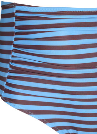 Gestreifte Bikinihose mit hohem Bund, BlueBrown Stripe AOP, Packshot image number 2