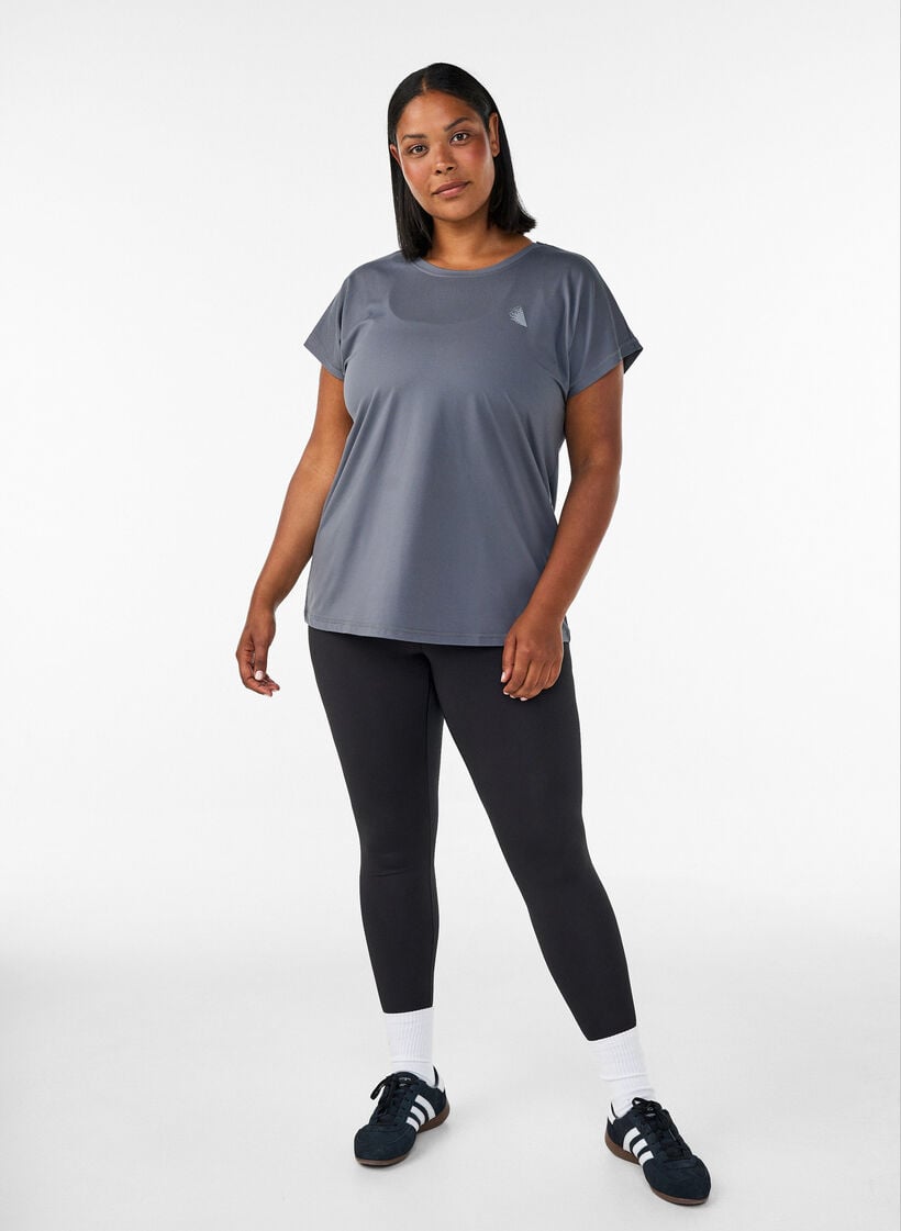 Einfarbiges Trainings-T-Shirt, Grau, Model image number 1
