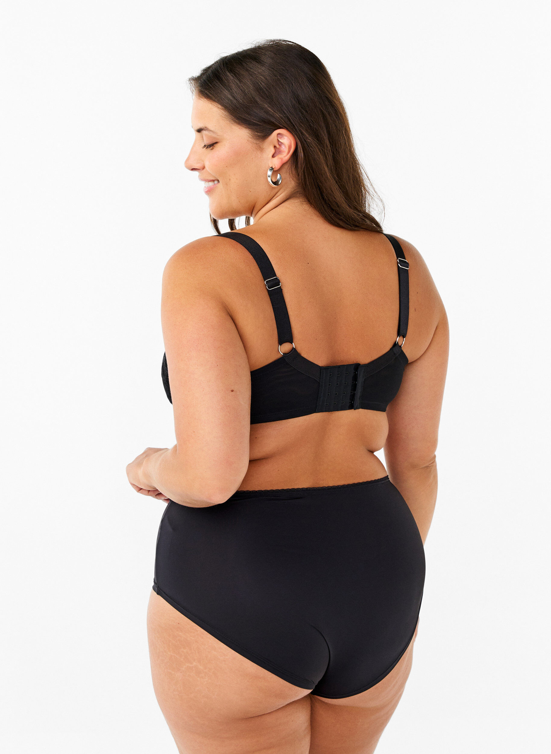 Zizzi Panty aus Mikrofaser mit Spitzendetails, Black, Model image number 1