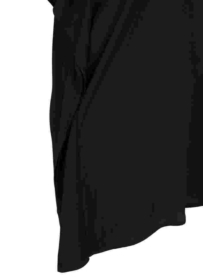 Kurzärmelige Viskosebluse mit Schnürdetail, Black, Packshot image number 3