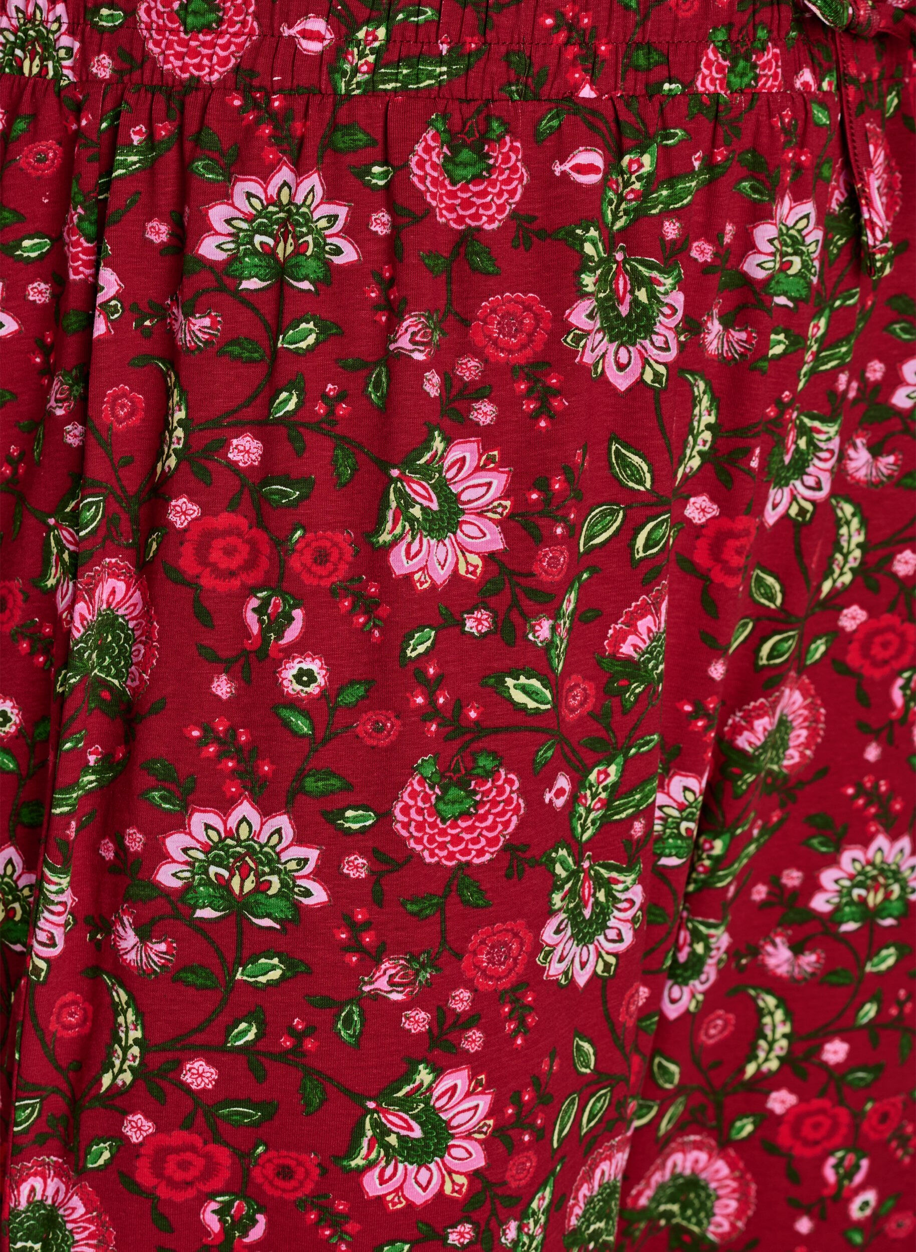 Zizzi Pyjamahose aus Baumwolle mit Print, Rot, Packshot image number 2