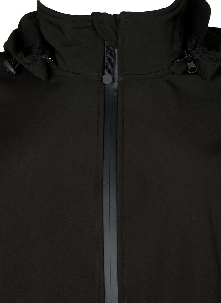 Kurze Softshell-Jacke mit abnehmbarer Kapuze, Schwarz, Packshot image number 2