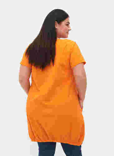Kurzarm Kleid aus Baumwolle, Orange Tiger, Model image number 1