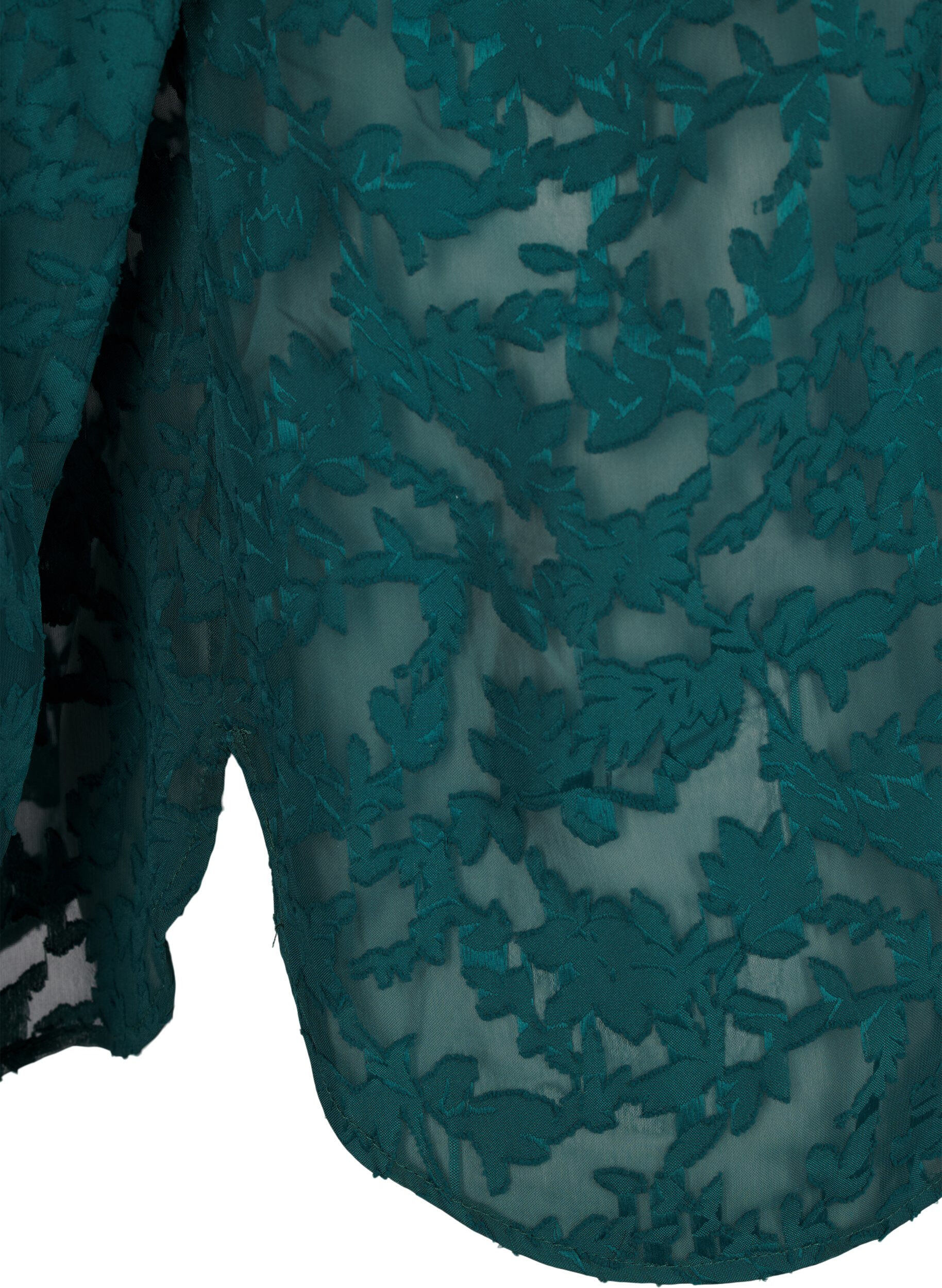 Zizzi Jacquard-Bluse mit Kn&ouml;pfen, Rain Forest, Packshot image number 3
