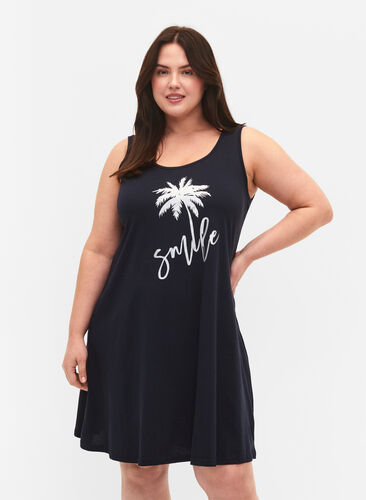 Ärmelloses Kleid aus Baumwolle mit A-Linie, Night Sky W. Smile, Model image number 0