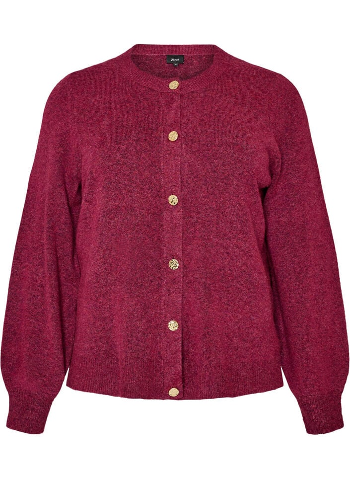 Strickjacke aus weichem Strick mit goldfarbenen Kn&ouml;pfen, Rot, Packshot image number 0