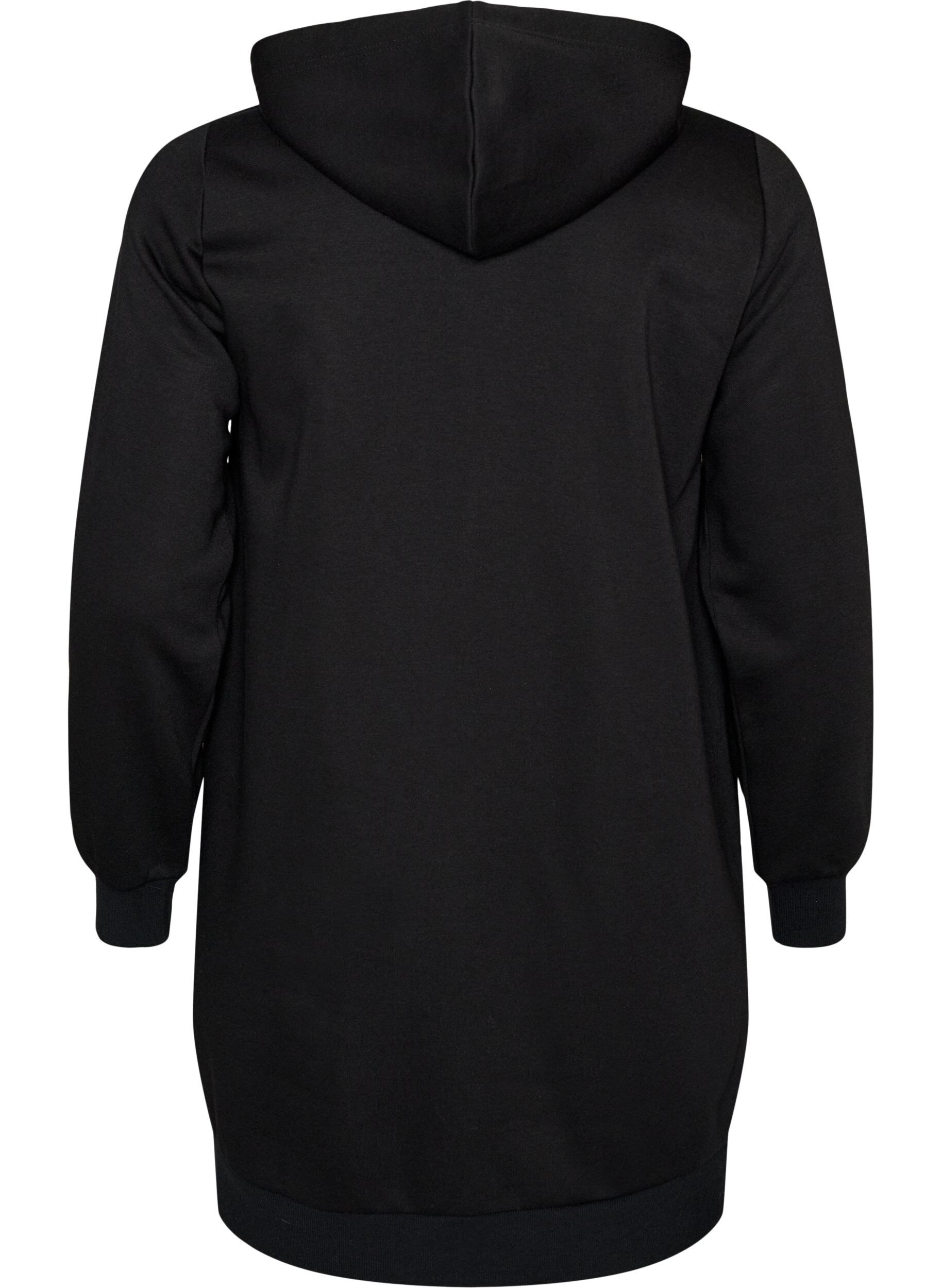 ZizziLanger Hoodie mit Rei&szlig;verschluss und Taschen, Schwarz, Packshot image number 1