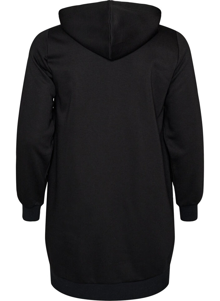 Langer Hoodie mit Rei&szlig;verschluss und Taschen, Schwarz, Packshot image number 1
