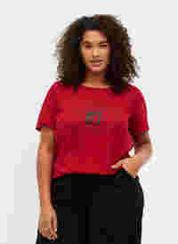 Baumwoll-T-Shirt mit Frontprint, Tango Red LOS , Model