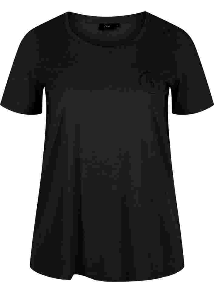Kurzärmeliges T-Shirt mit Rundhalsausschnitt, Black MB, Packshot image number 0