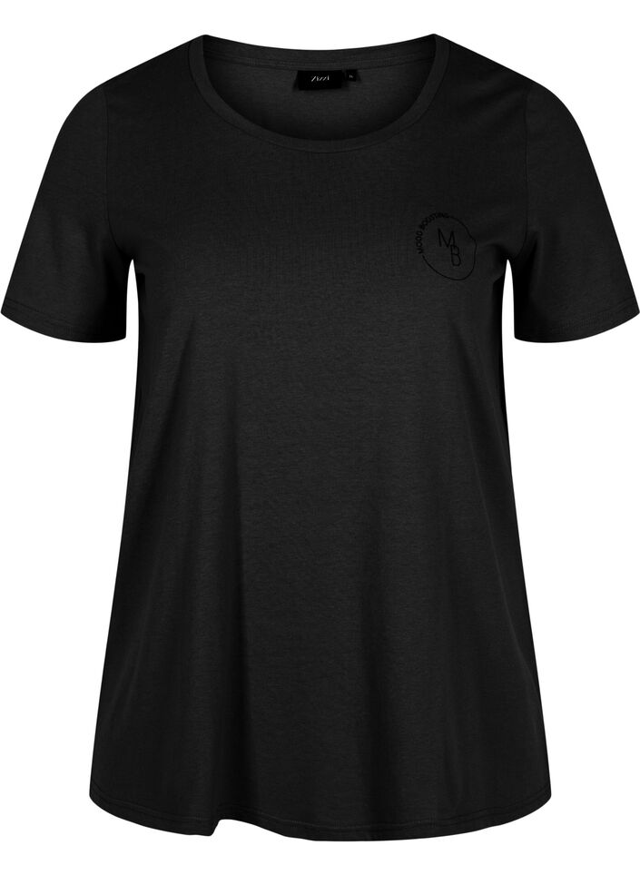 Kurzärmeliges T-Shirt mit Rundhalsausschnitt, Black MB, Packshot image number 0