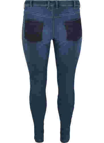 Super Slim Amy Jeans mit hoher Taille, Dark blue, Packshot image number 1