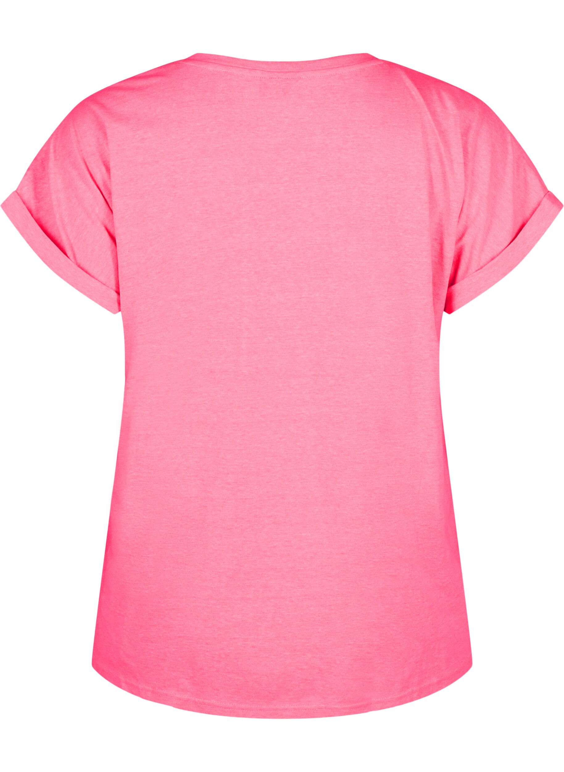Zizzi Neonfarbenes T-Shirt aus Baumwolle, Pink, Packshot image number 1