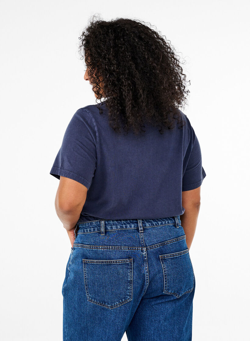 T-Shirt mit Ösen und Print, Navy Washed , Model image number 1