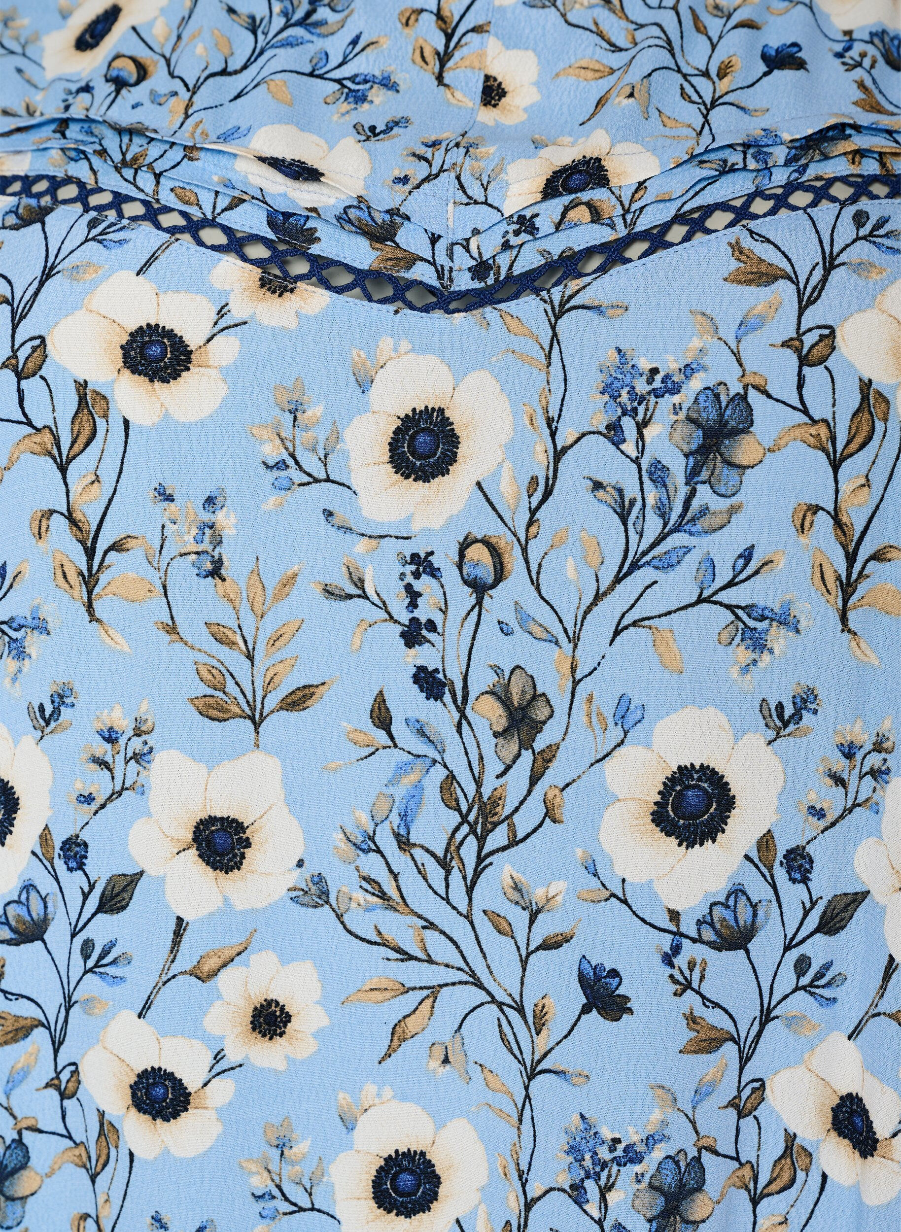 ZizziGebl&uuml;mte Bluse mit kurzen &Auml;rmeln, Blau, Packshot image number 2